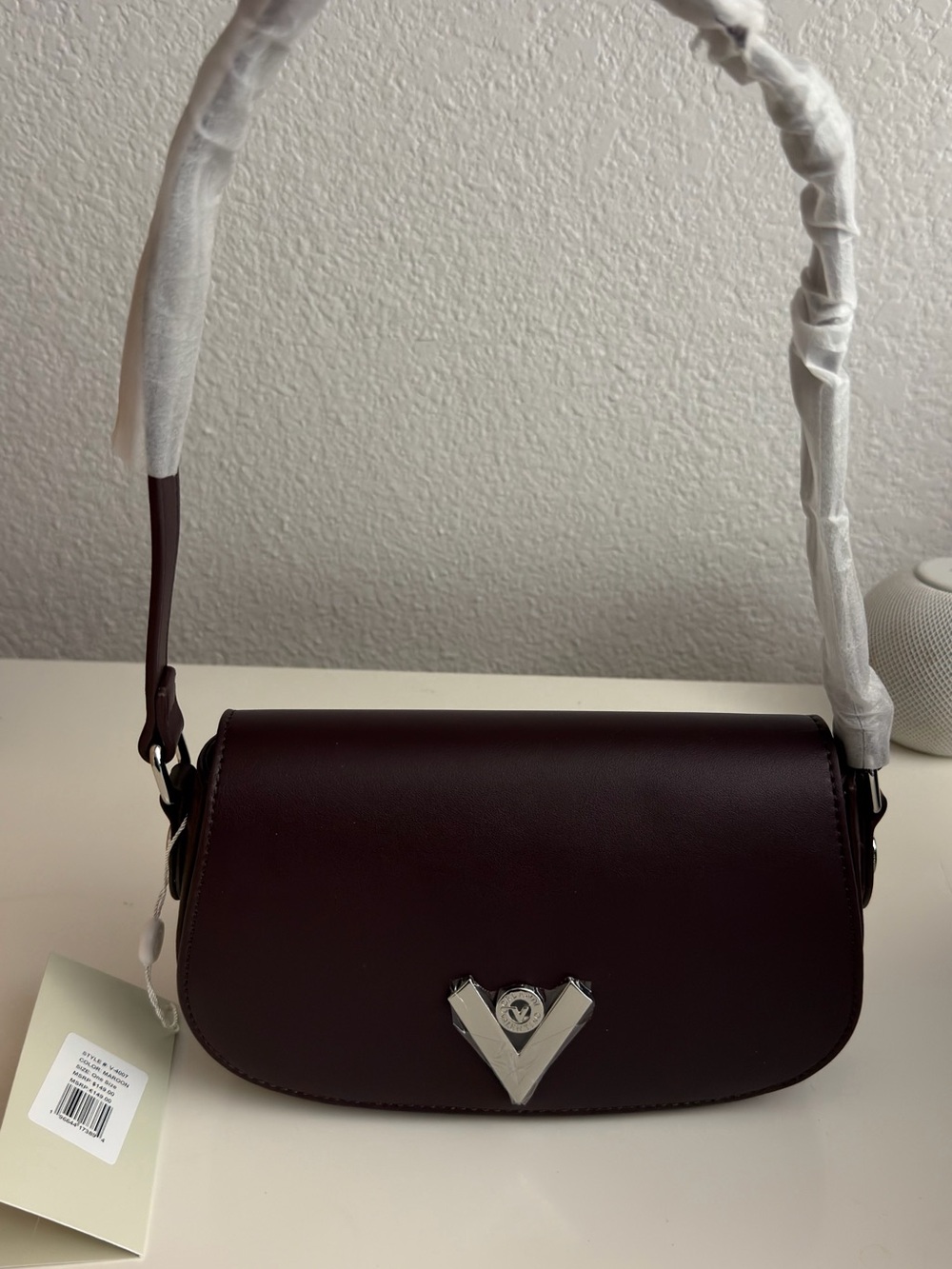 Valentino Orlandi Velora maroon Shoulder Bag with Silver Accent